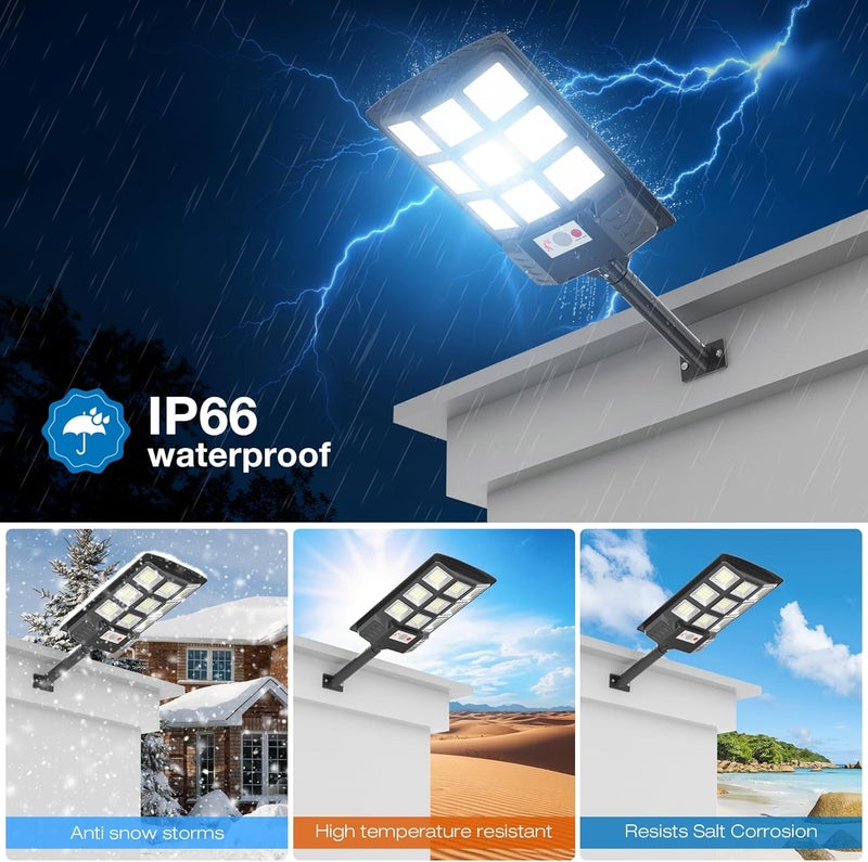 Vipzon Solar Lights Outdoor,IP66 Waterproof Solar Street Lights Outdoor,6500K LED Dusk to Dawn Security Flood light with Motion Sensor and Remote Control for Yard,Parking Lot, Courtyards,Garages 2-Pack - Image 5